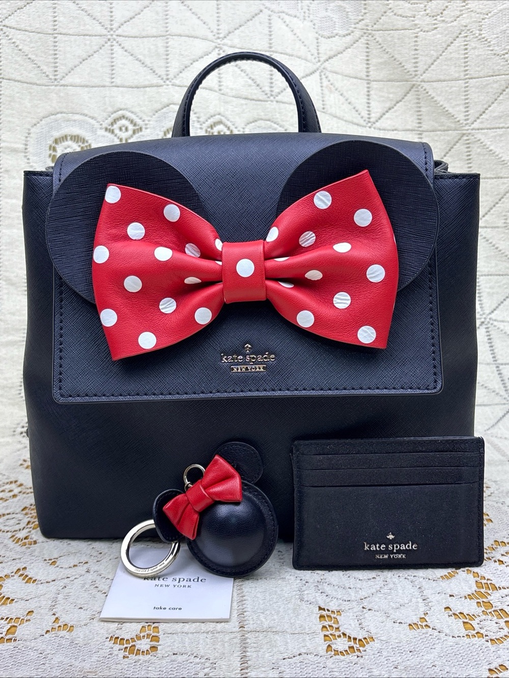 Disney x Kate Spade New York Minnie Mouse Neema Flap Backpack & Wallet & Keychai